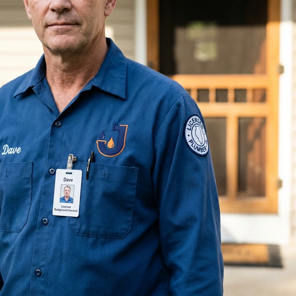 Licensed plumber showing ID badge in Gordonsville, VA